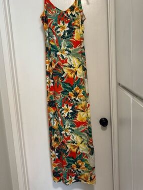 Haute Monde Tropical Floral Maxi Dress in Red, Yellow and Green